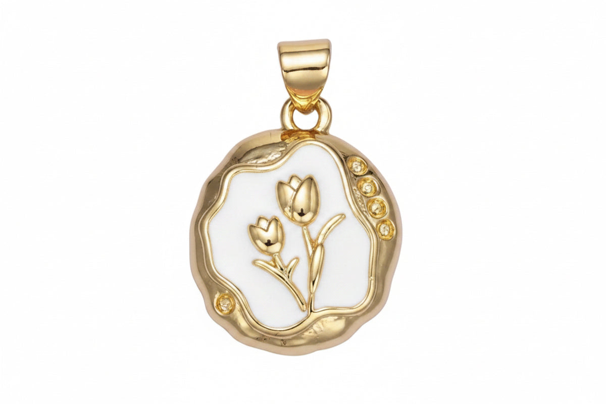 White & Pink Tulip Charm