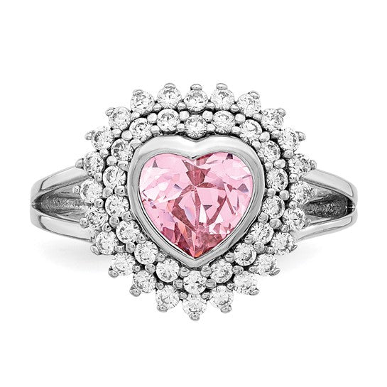Sterling Silver Pink Heart Ring