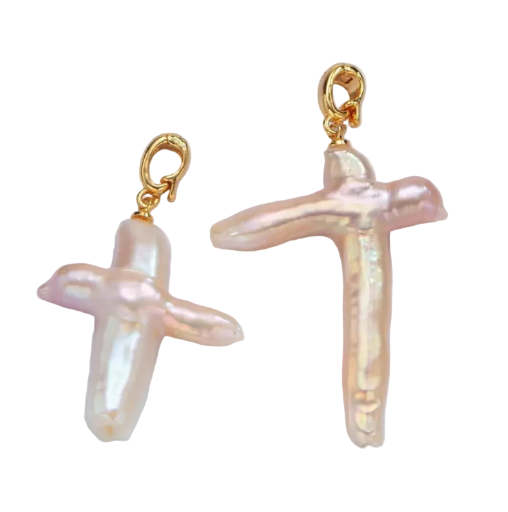Bigger Cross Pearl Charm