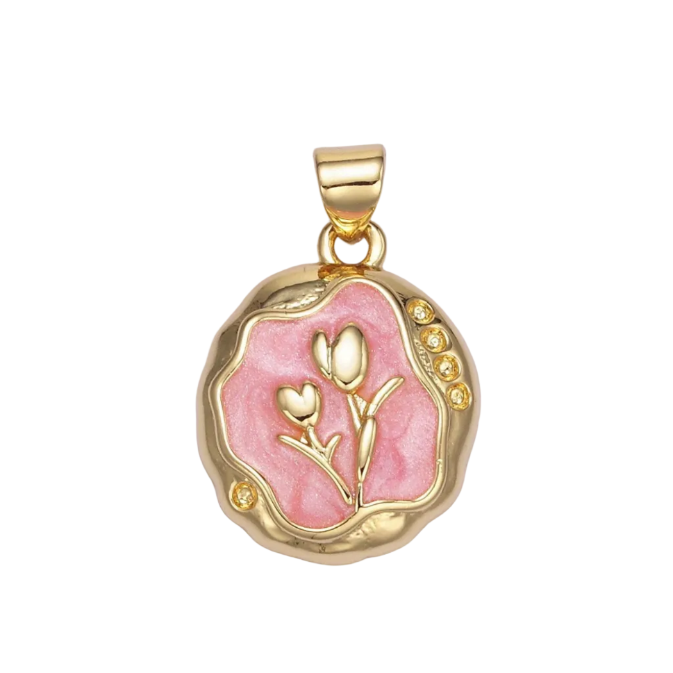 Gold & Pink Tulip Charm