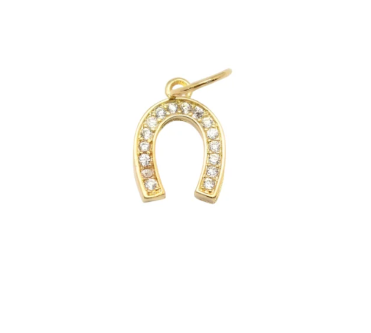 Gold Crystal Horseshoe Charm
