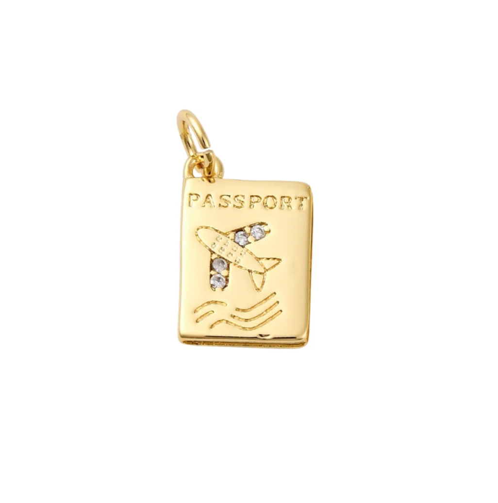 First Class Passport with Cubic Zirconia Charm