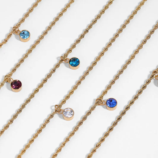 Cubic Zirconia Birthstone Charm - Gold