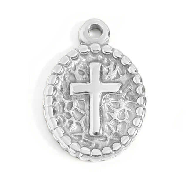 Textured Medallion Cross Charm