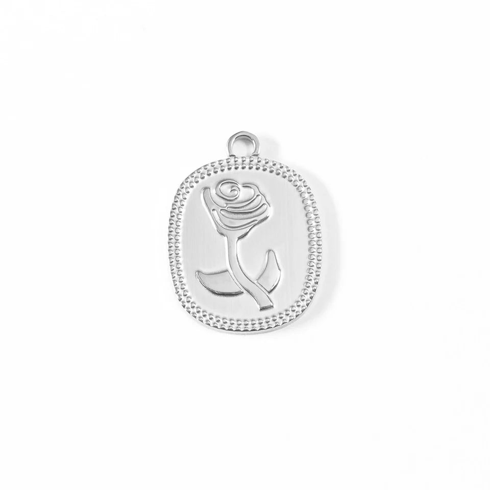 Rectangle Rose Charm