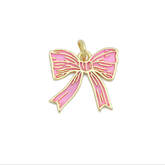 Pink Enamel Bow Charm