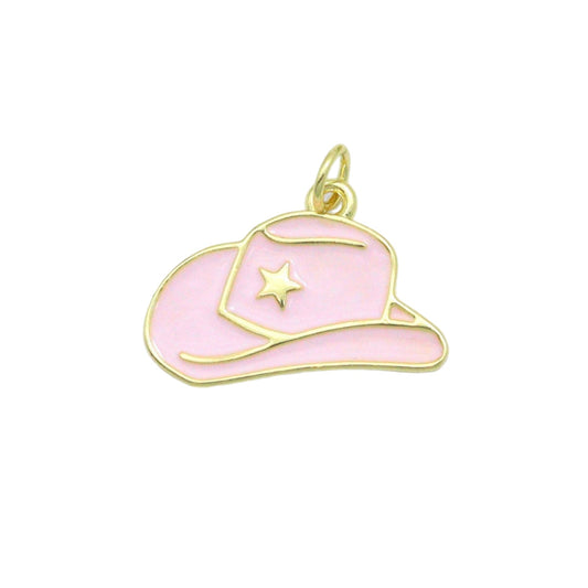 Pink Enamel Star Cowboy Hat
