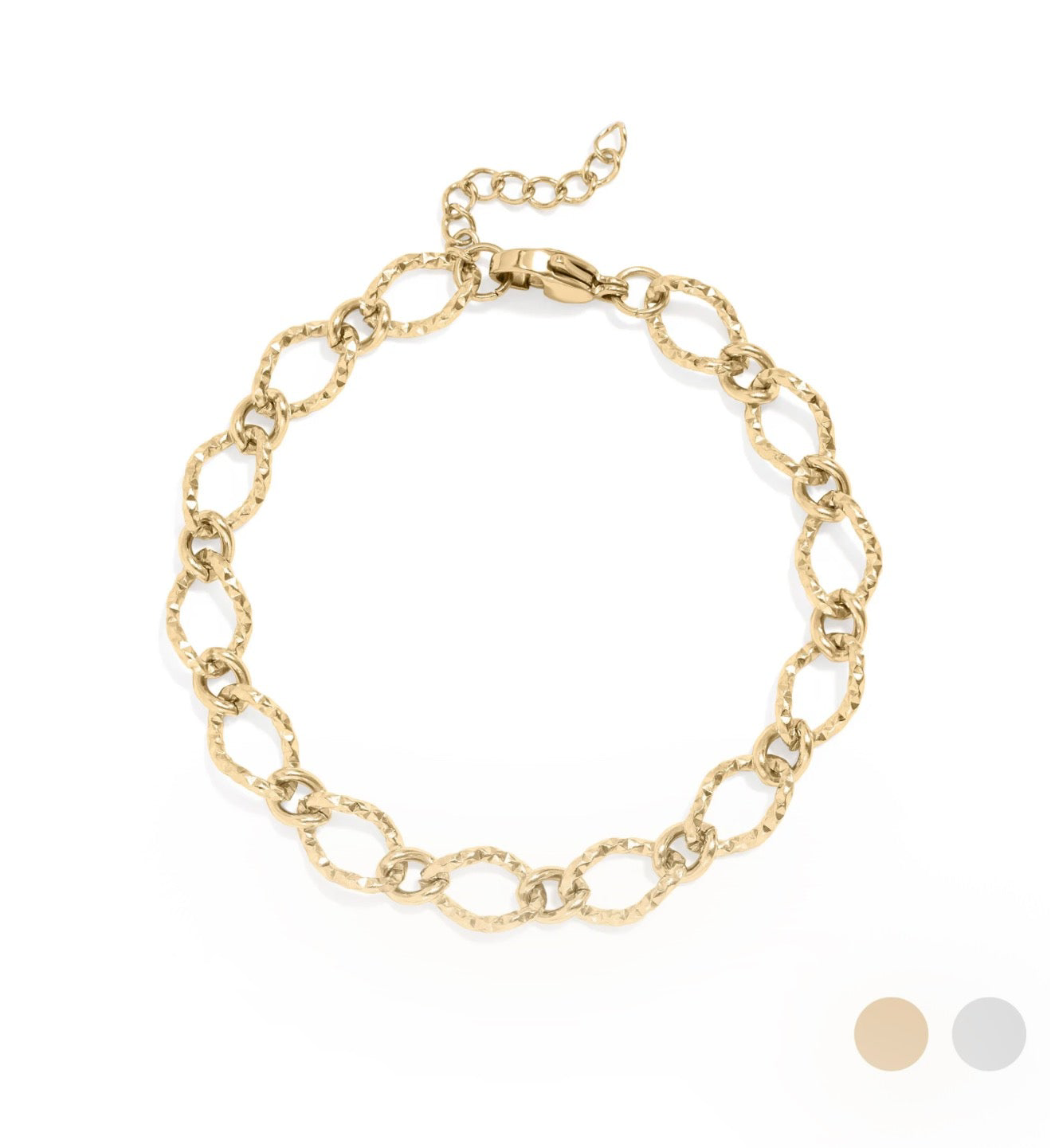 Hammered Oval Charm Bracelet