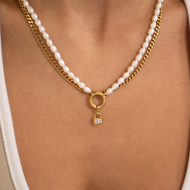 Freshwater Pearl Charm Holder Necklace