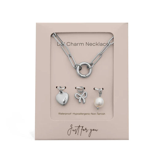 Bow Charm Holder Necklace Gift Set!