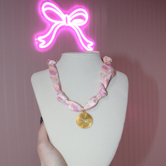 Pink Scarf Cross Pendant