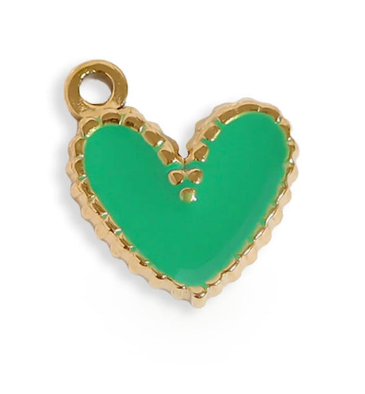 Epoxy Heart Charm - Green
