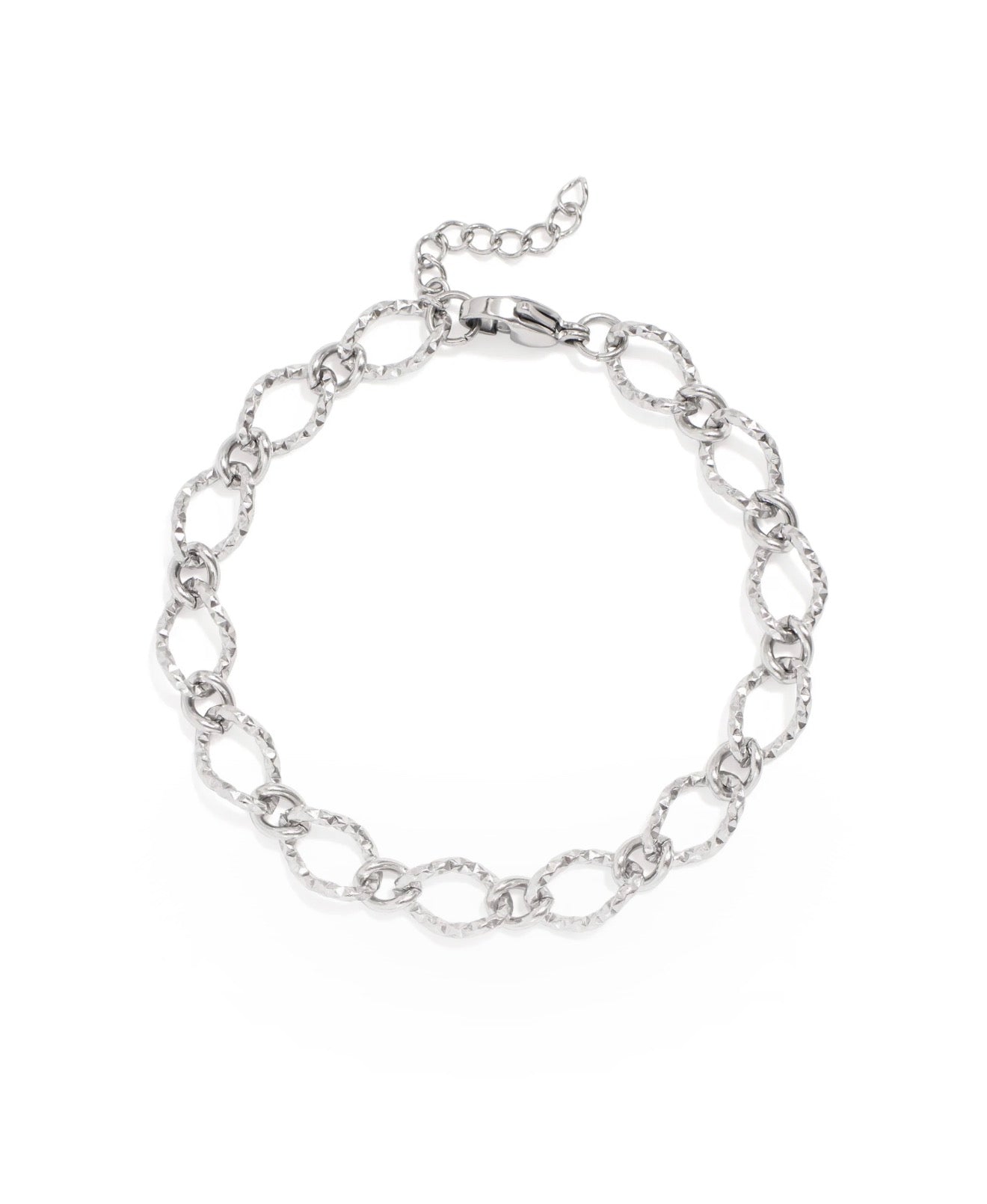 Hammered Oval Charm Bracelet