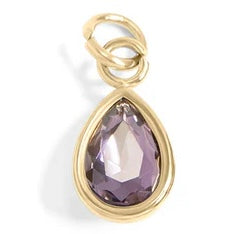 Teardrop Birthstone Charm - Gold