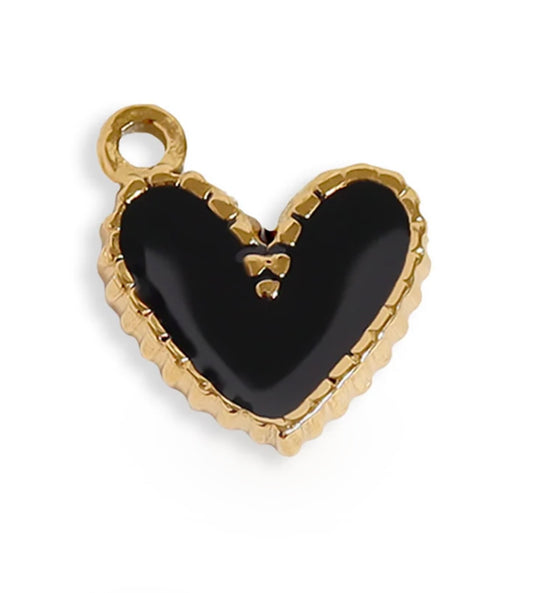 Epoxy Heart Charm - Black