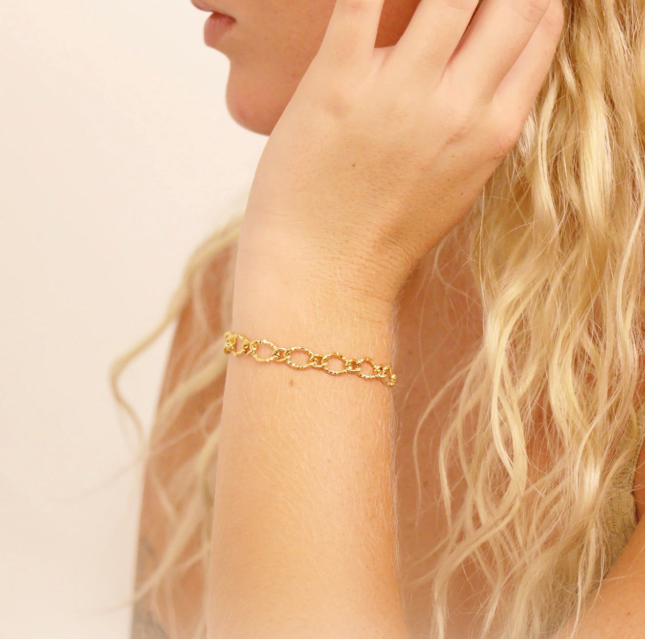 Hammered Oval Charm Bracelet