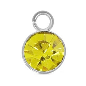 Cubic Zarconia Birthstone Charm - Stainless