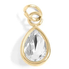 Teardrop Birthstone Charm - Gold
