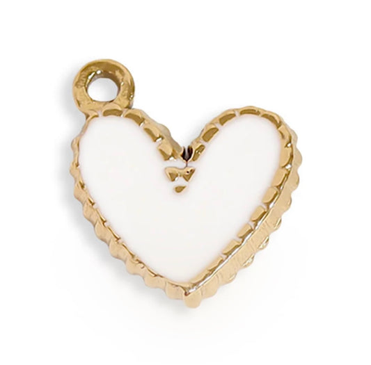 Epoxy Heart Charm - White