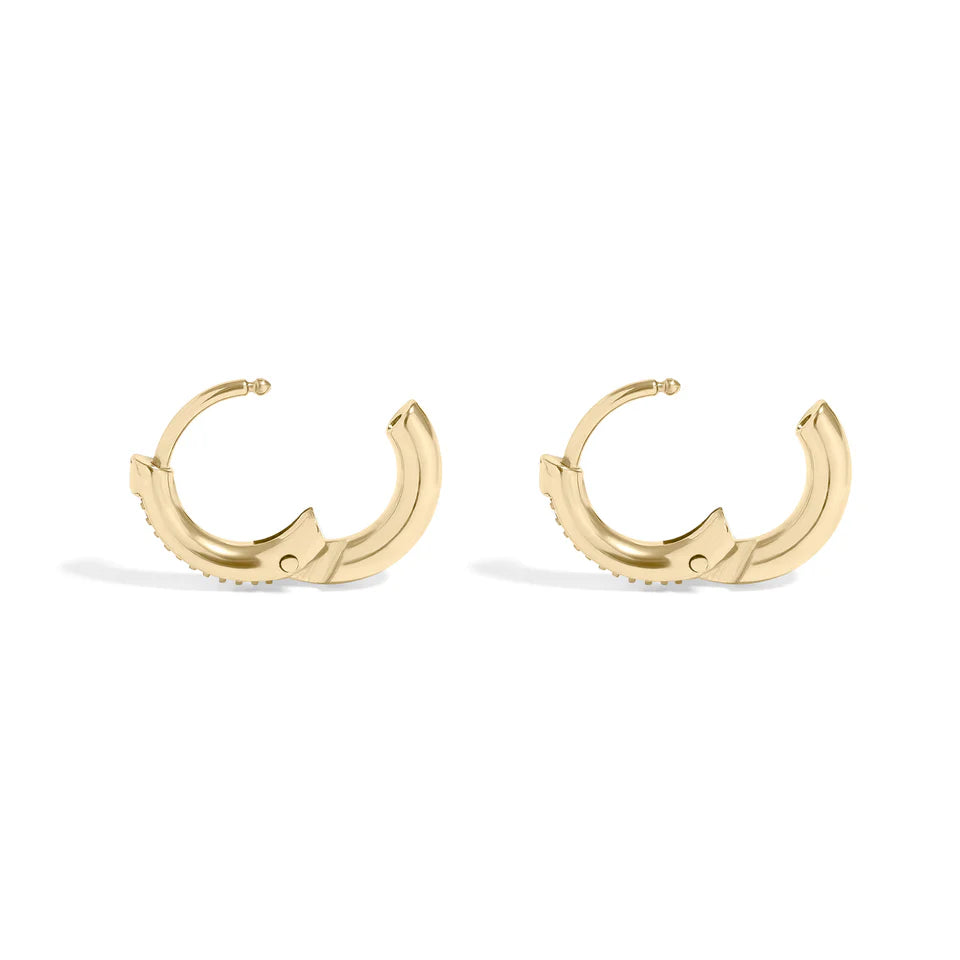 Huggie Hoop Earrings - CZ Stone