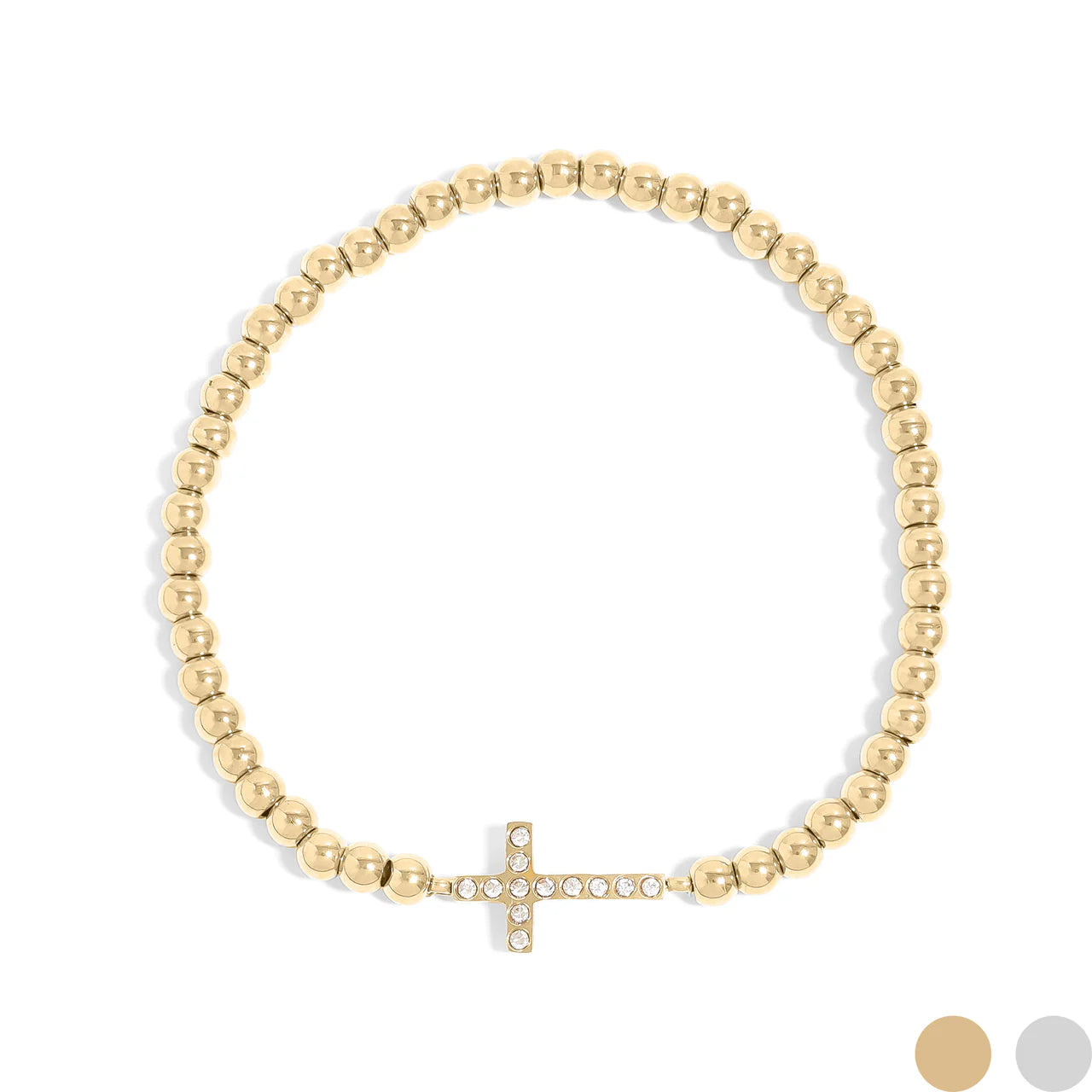 Cross Beaded Stretch Bracelet