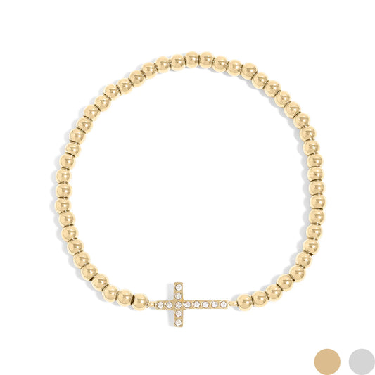 Cross Beaded Stretch Bracelet