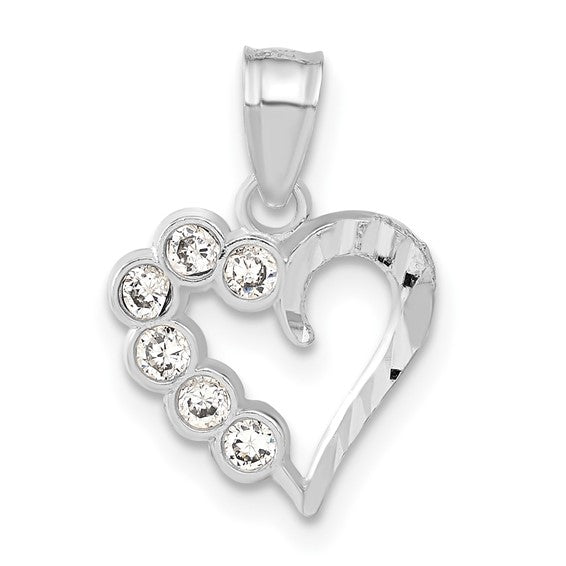 Sterling Silver Diamond Cut Heart
