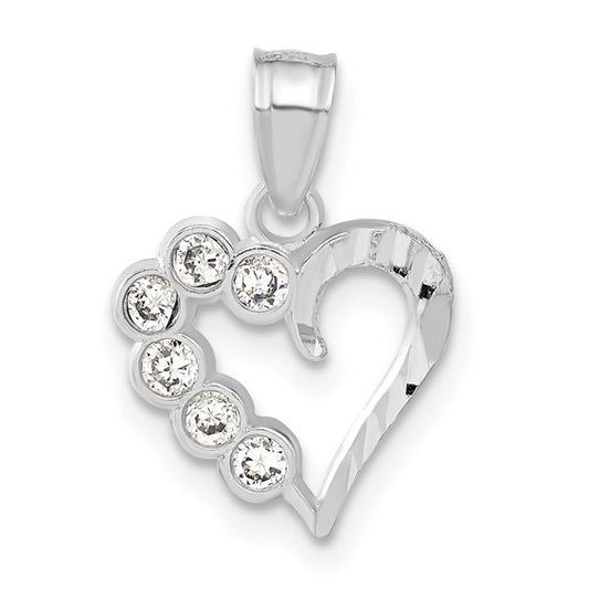 Sterling Silver Diamond Cut Heart