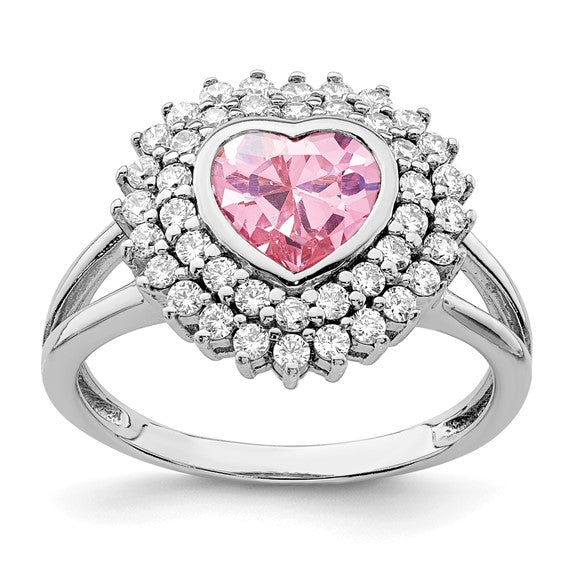 Sterling Silver Pink Heart Ring