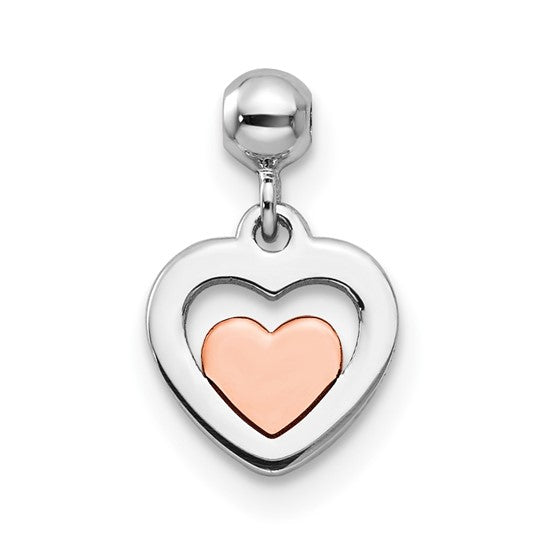 Sterling Silver Rose-tone Heart Charm