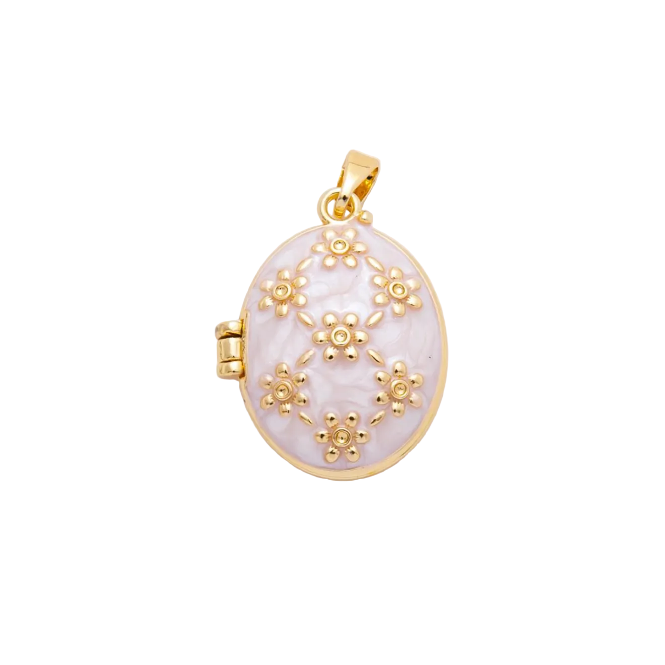 Flower Locket Pendant - White