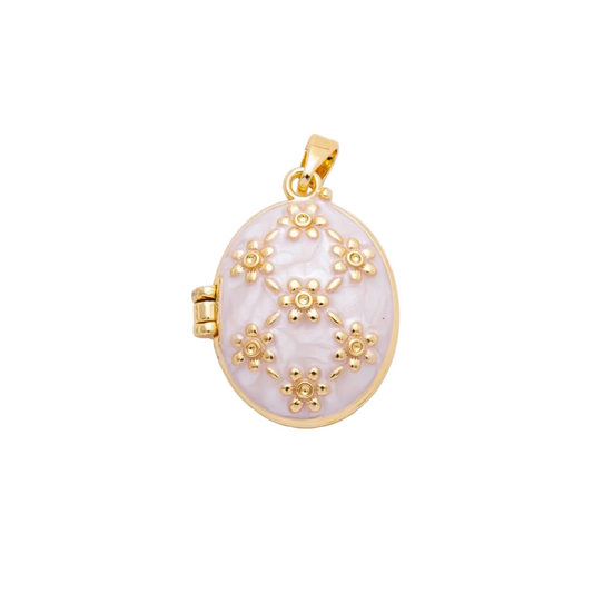 Flower Locket Pendant - White