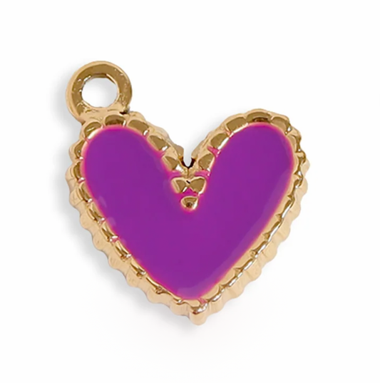 Epoxy Heart Charm - Purple