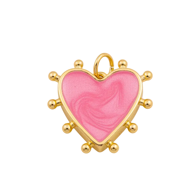 Dotted Heart Charm - Pink