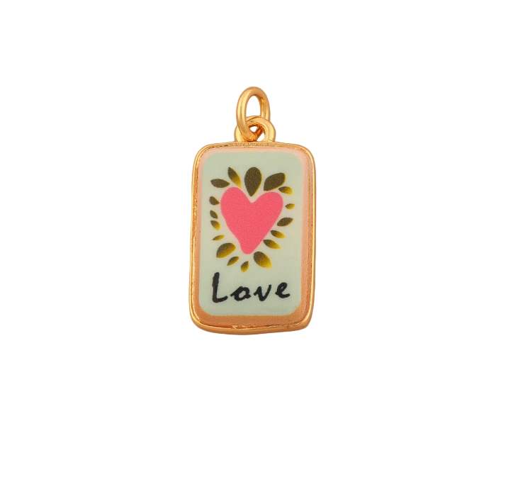 Love - Teal Enamel Charm