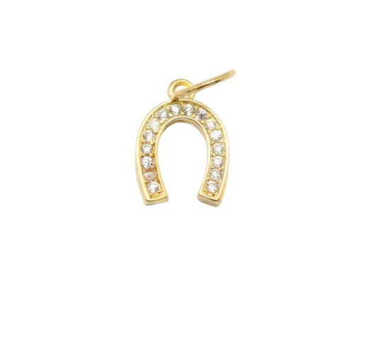 Gold Crystal Horseshoe Charm