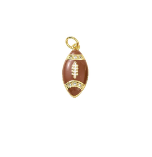 Gold Football with Cubic Zirconia Charm