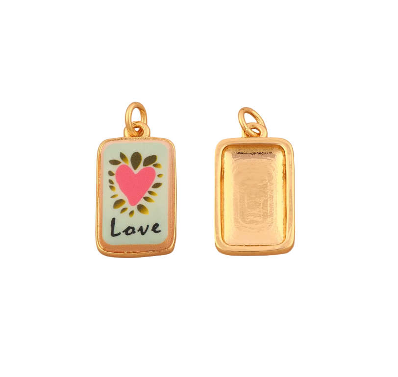 Love - Teal Enamel Charm