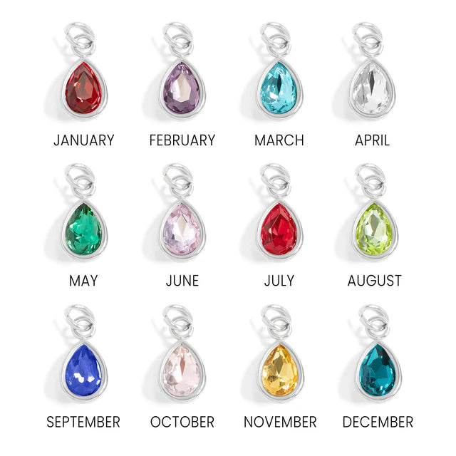 Teardrop Birthstone Charm - Stainless
