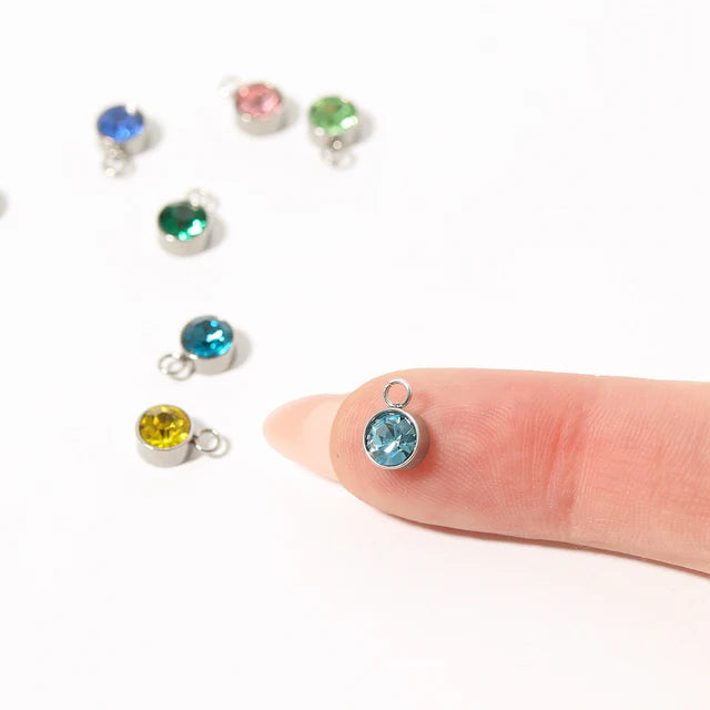 Cubic Zarconia Birthstone Charm - Stainless