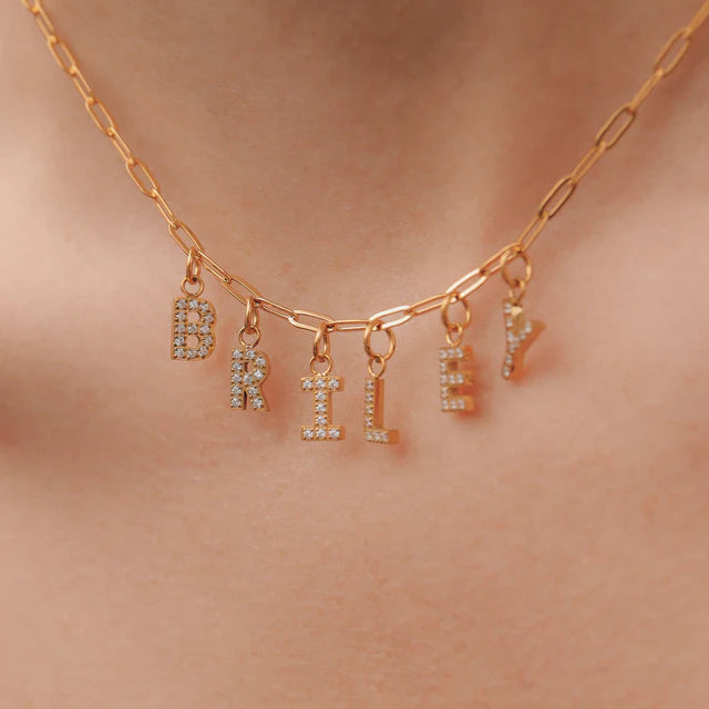 Gold and Cubic Zarconia Initial