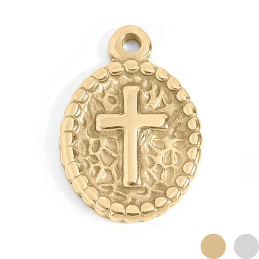 Textured Medallion Cross Charm