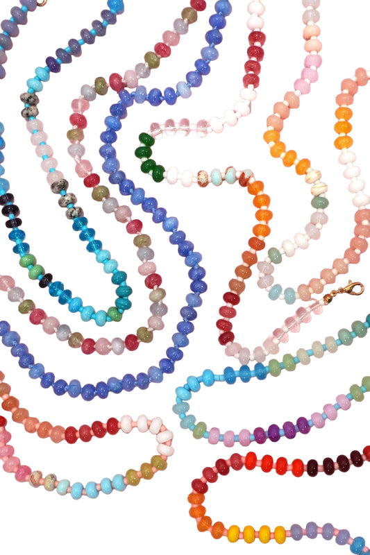 Natural Stone Semi-Precious Glass Mixed Necklace