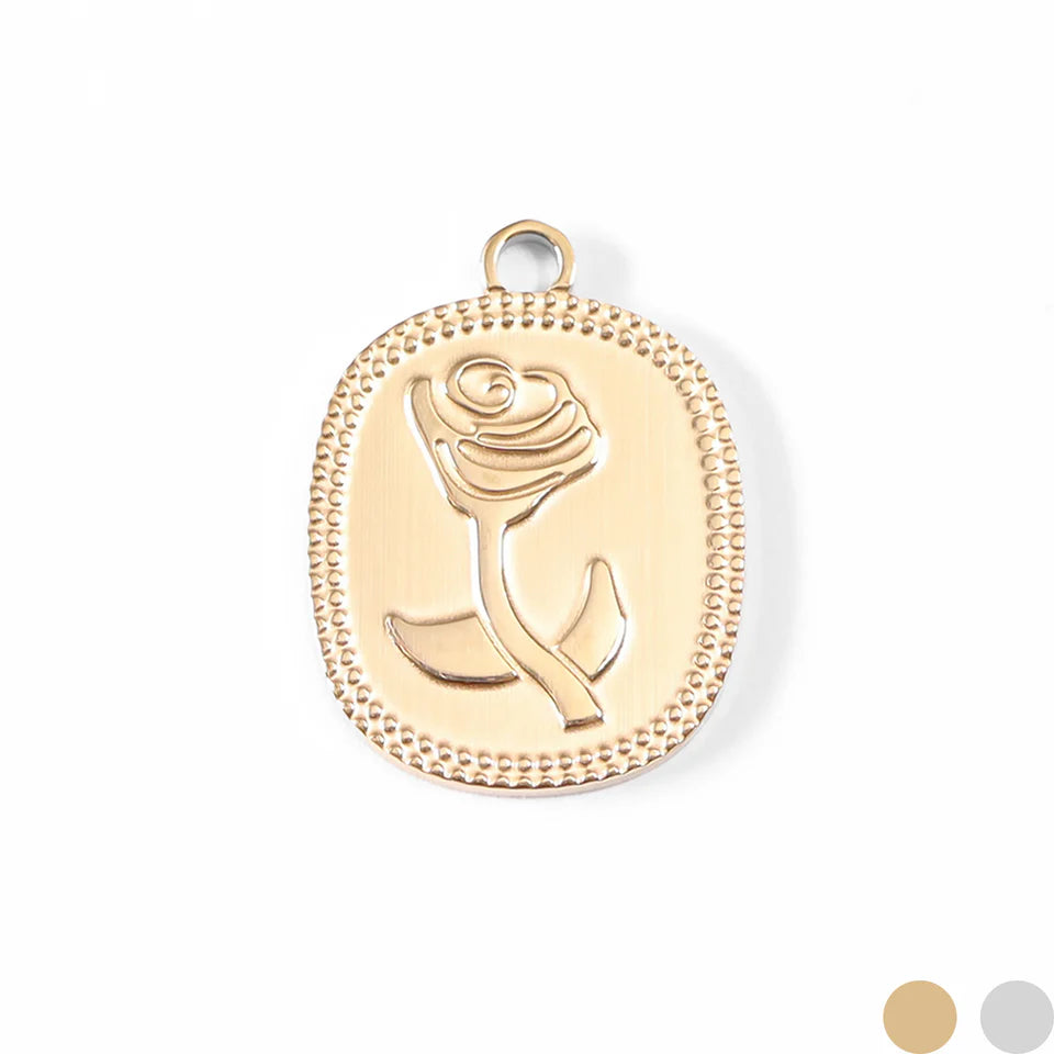 Rectangle Rose Charm