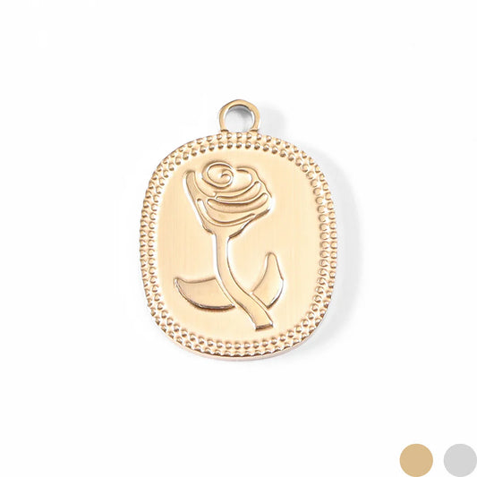 Rectangle Rose Charm