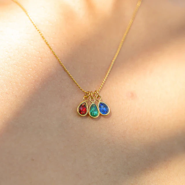 Teardrop Birthstone Charm - Gold