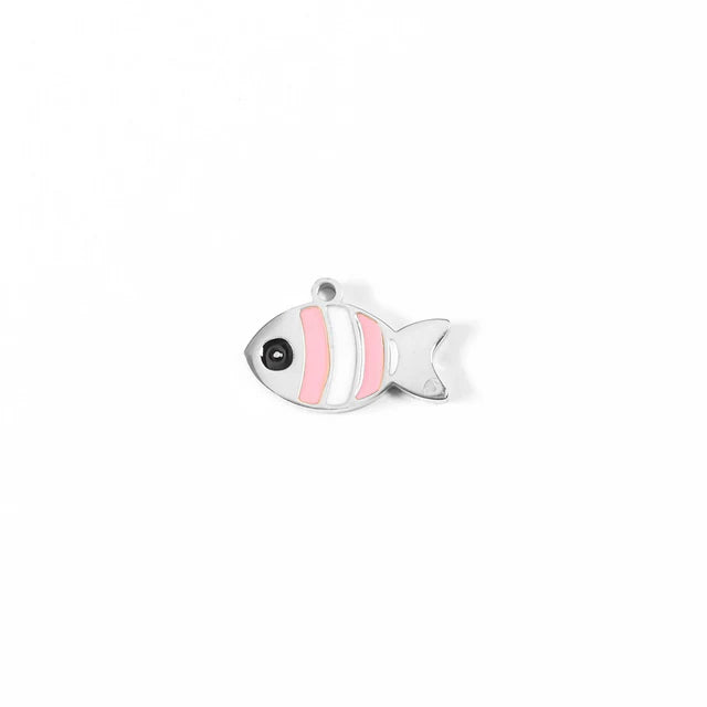 Pink and White Fish Charm