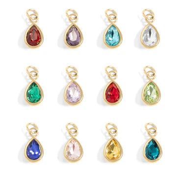 Teardrop Birthstone Charm - Gold